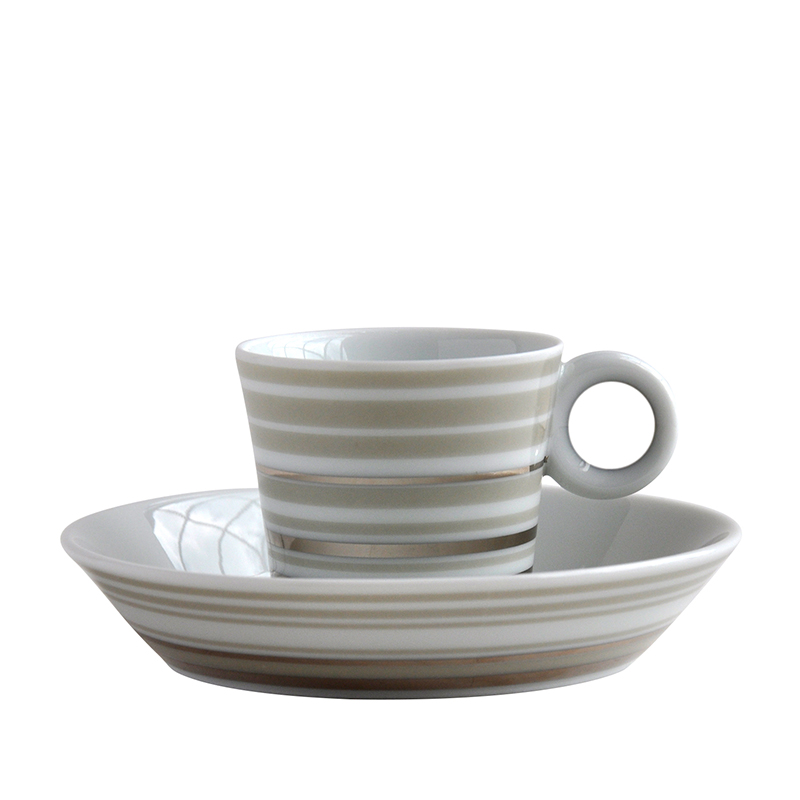 

Irazu Lampeduza Couleur-platine Set Of 2 Coffee Cups And Saucers