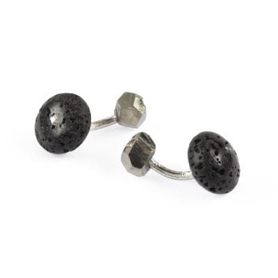 

Mazlo Cufflinks Lava Pyrite Silver With Box