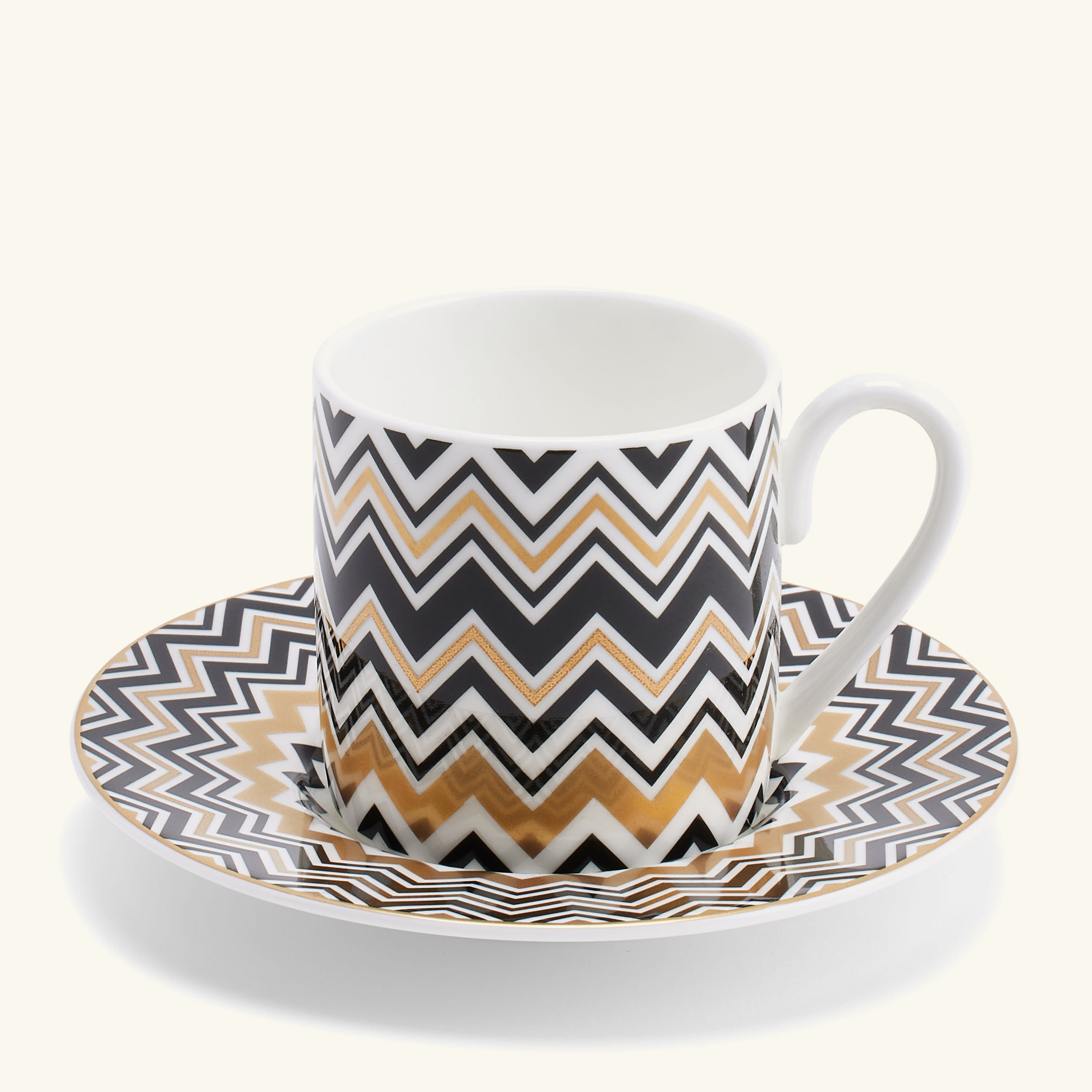 

Set Of 6 Zig Zag Gold Coffee Cup & Saucer