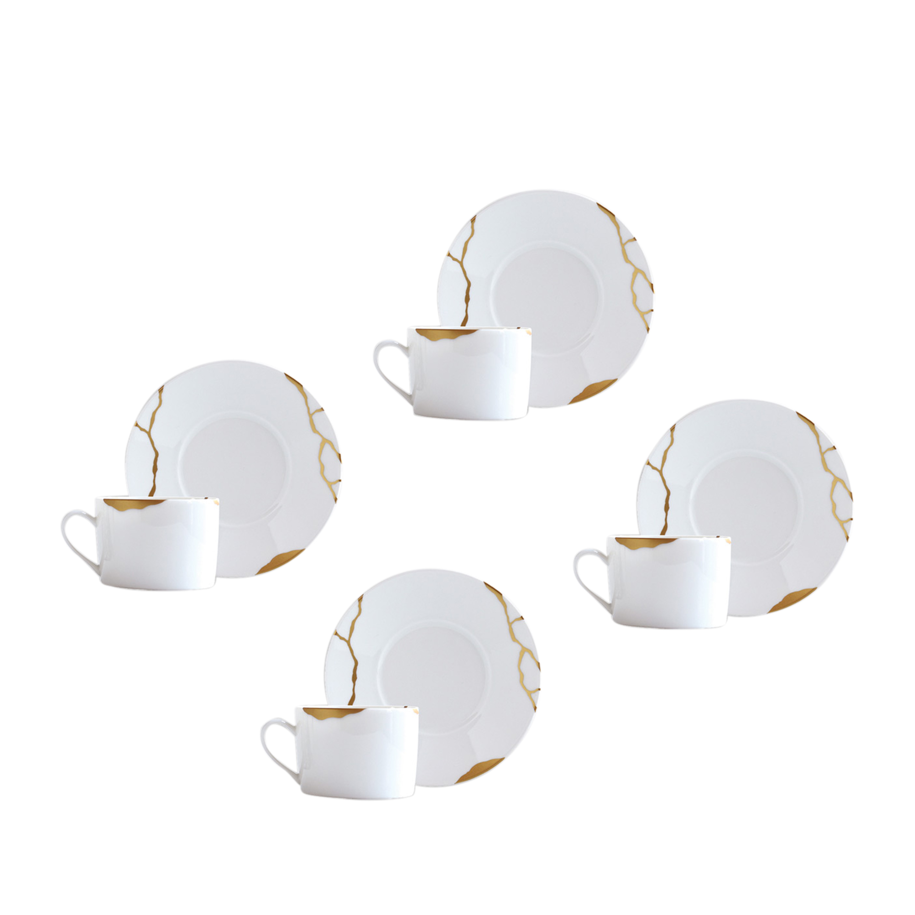 

Kintsugi Sarkis Set Of 4 Tea Cups & Saucers