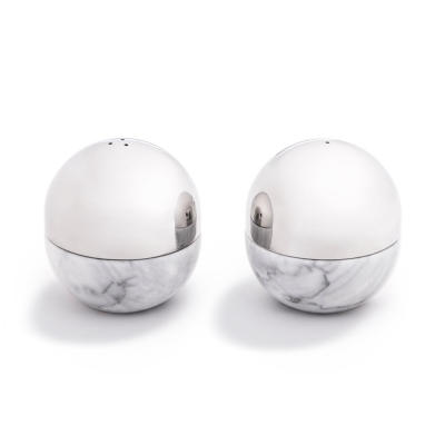 

Anna Dual Carrara Marble And Gold Salt And Pepper Shakers