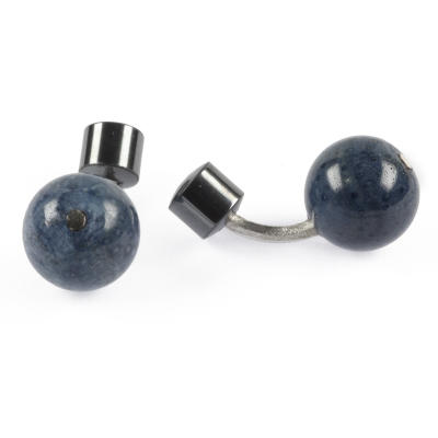 

Mazlo Cufflinks Blue Coral Haematite Silver. With Box