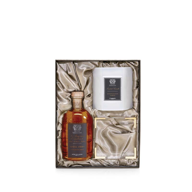 

Sandalwood Amber Lucite Gift Set 250ml, 9oz Candle And Tray