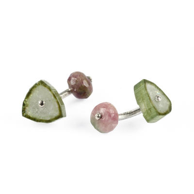 

Mazlo Cufflinks Crystal Of Tourmaline Pink Tourmaline Silver. With Box