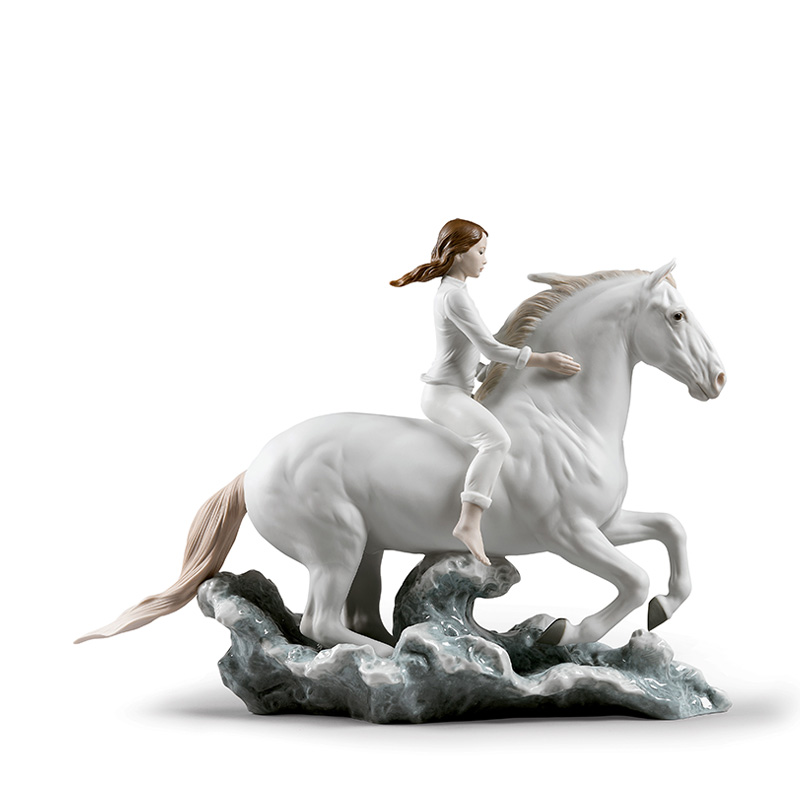 

Lladro Riding Her Horse On The Seashore Horse & Woman Figurine