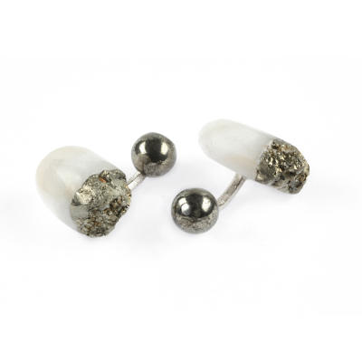 

Mazlo Cufflinks Quartz. Pyrite.silver