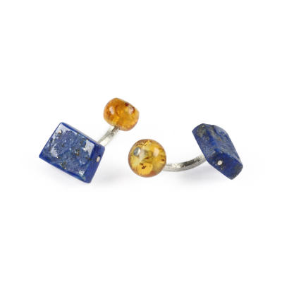 

Mazlo Cufflinks Lapis-lazuli Amber Silver. With Box